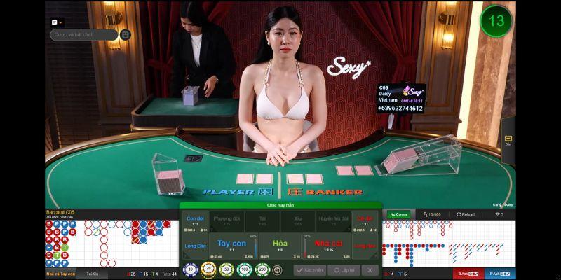 a woman in a garment at a poker table